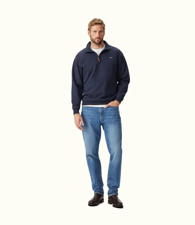 RM Williams 1/4 Zip Mulyungarie Fleece Sweatshirt Navy