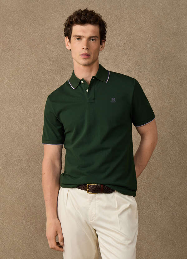 Hackett Heritage Classic Fit Tipped Polo Shirt-Rugby Green