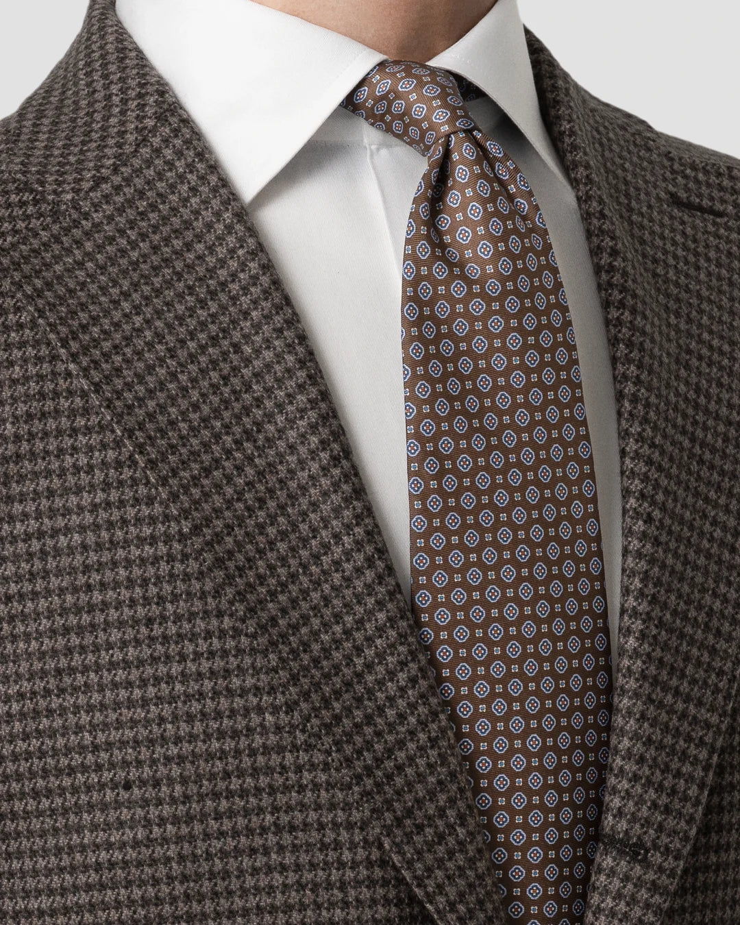 Eton Medallion Printed Silk Tie-Brown