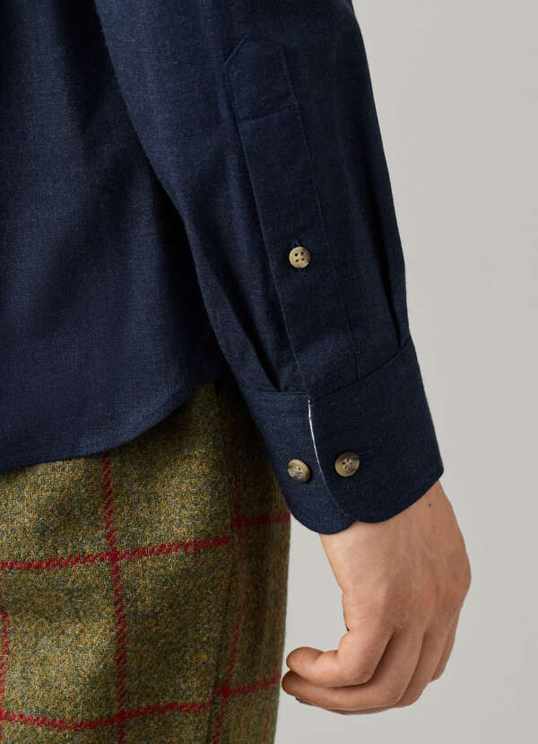 Hackett London Tailored Fit Multi Trim Flannel Shirt-Old Navy