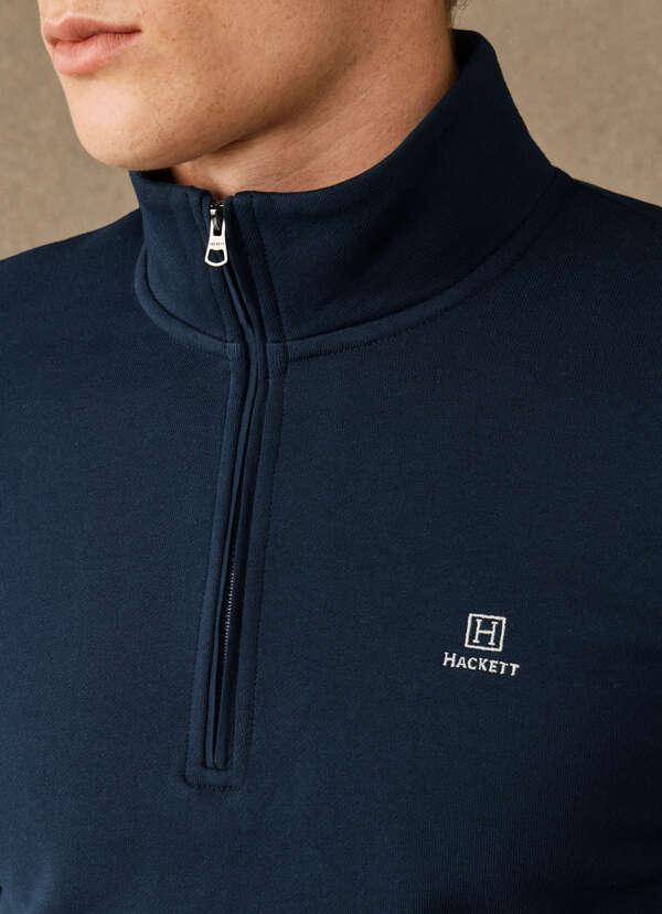 Hackett Heritage Branded Cotton Quarter Zip Sweatshirt-Old Navy
