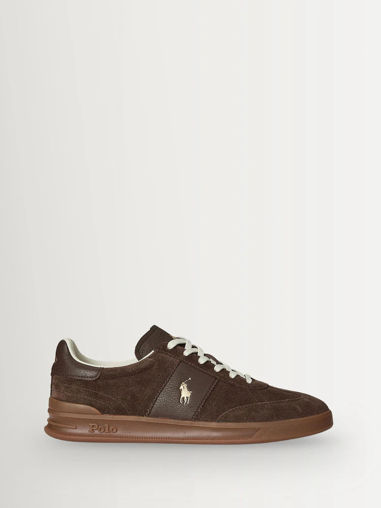Polo Ralph Lauren Heritage Aera Leather/Suede Trainers-Brown