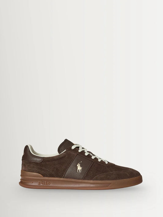 Polo Ralph Lauren Heritage Aera Leather/Suede Trainers-Brown