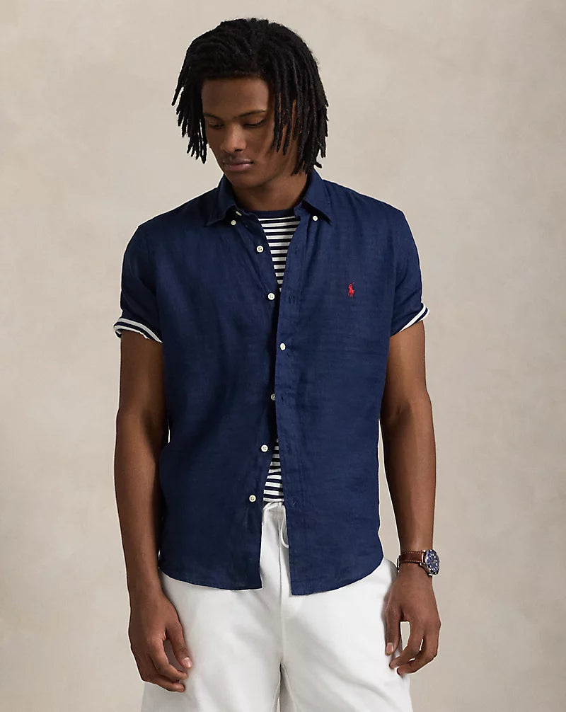 Polo Ralph Lauren Custom Fit SS Linen Shirt-Newport Navy