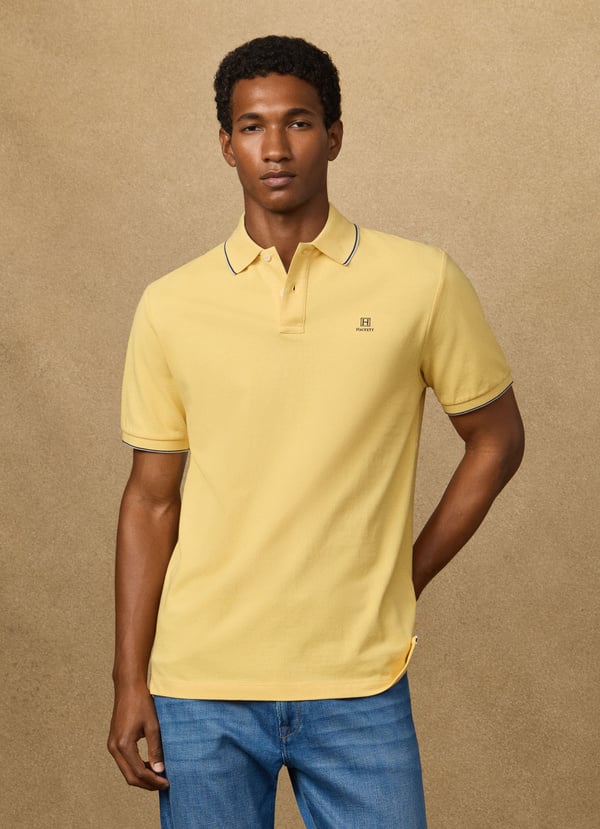 Hackett Heritage Classic Fit Tipped Polo - Golden Yellow