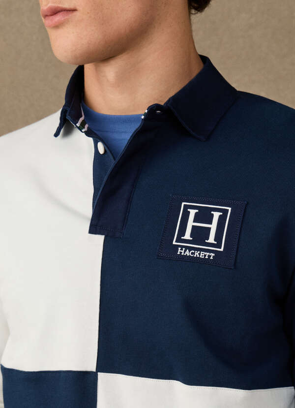 Hackett Heritage Classic Fit Branded Quad Rugby Shirt-Old Navy