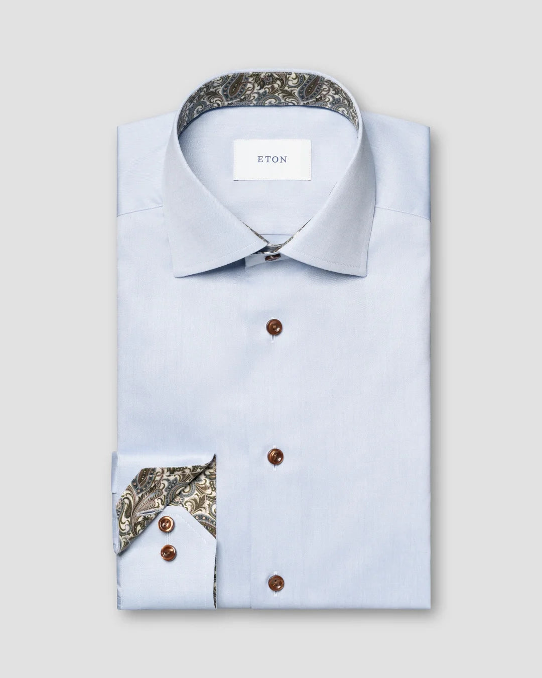 Eton Paisley Effect Signature Twill Contemporary Fit Shirt-Blue