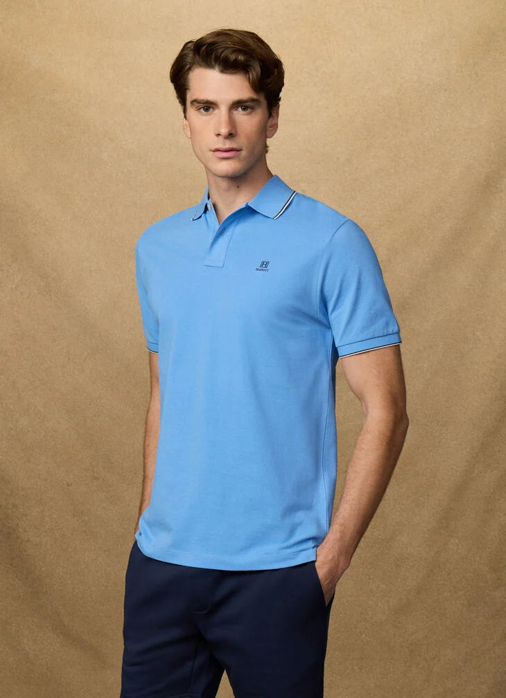 Hackett Heritage Classic Fit Tipped Polo - Bright Blue