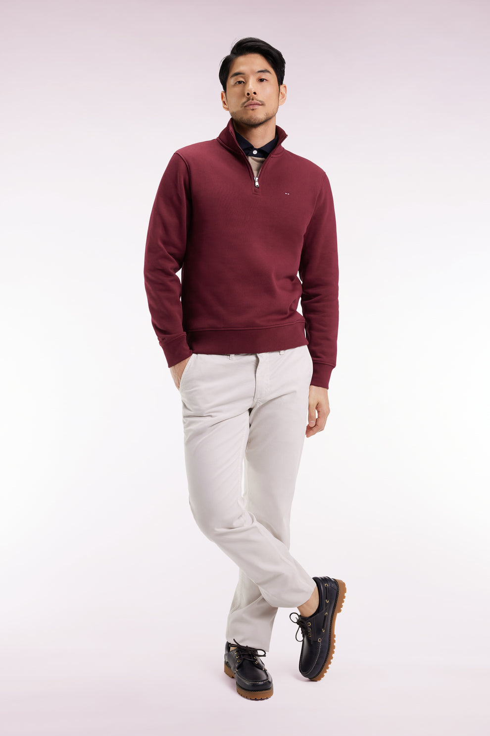 Eden Park 1/4 Zip Burgundy Fleece Sweatshirt