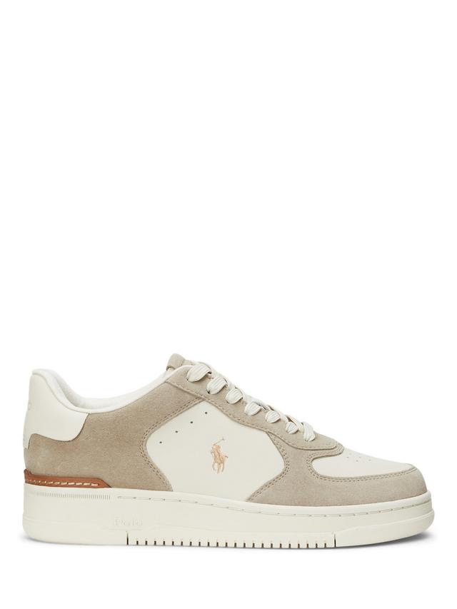 Polo Ralph Lauren Masters Court Leather/Suede Trainers-Milkshake/Ecru