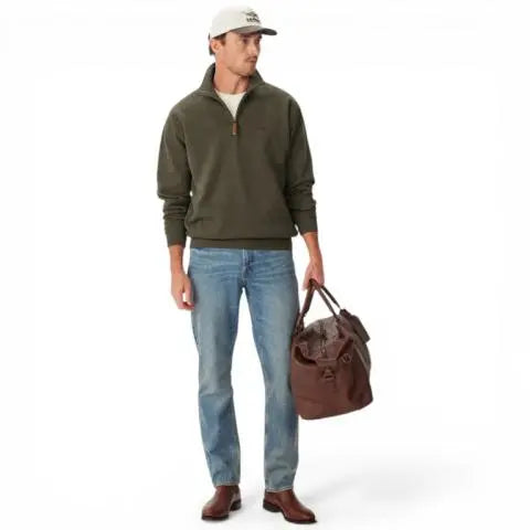 RM Williams 1/4 Zip Mulyungarie Fleece Sweatshirt-Fatigue Green