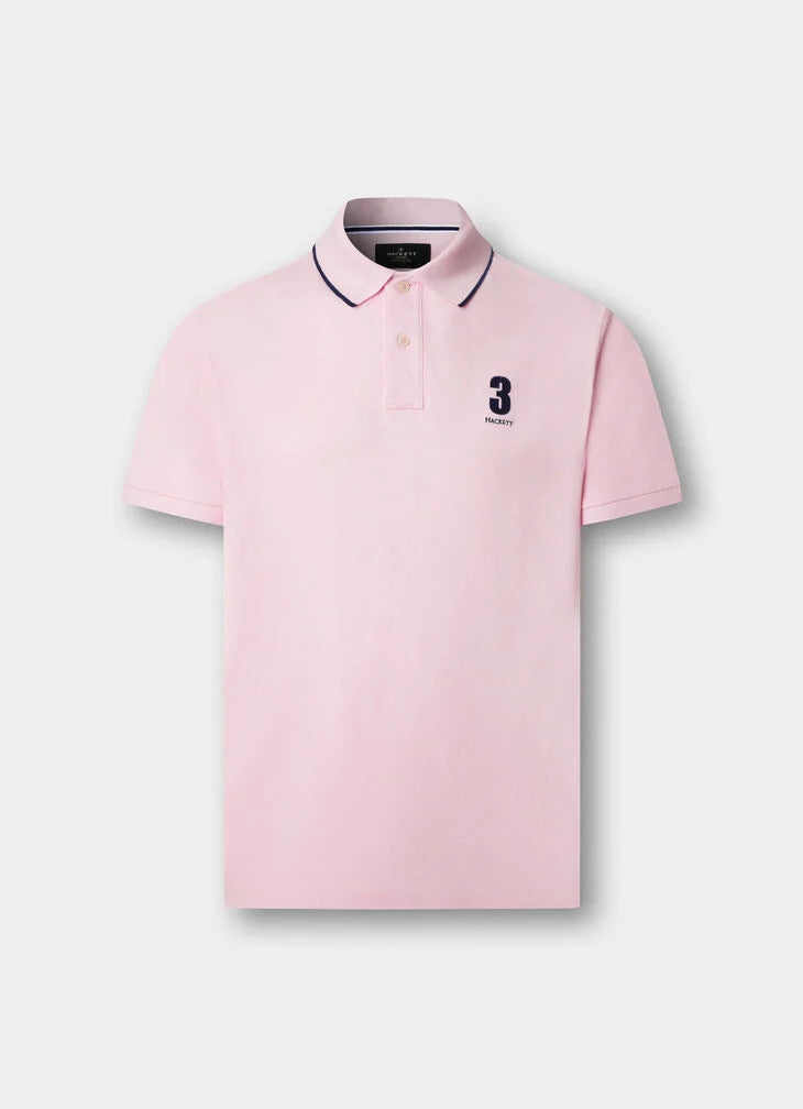 Hackett Heritage Classic Fit Number Polo - Light Pink