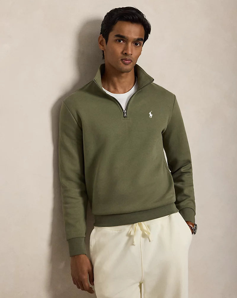 Polo Ralph Lauren Double-Knit Quarter Zip Pullover-Cruise Olive