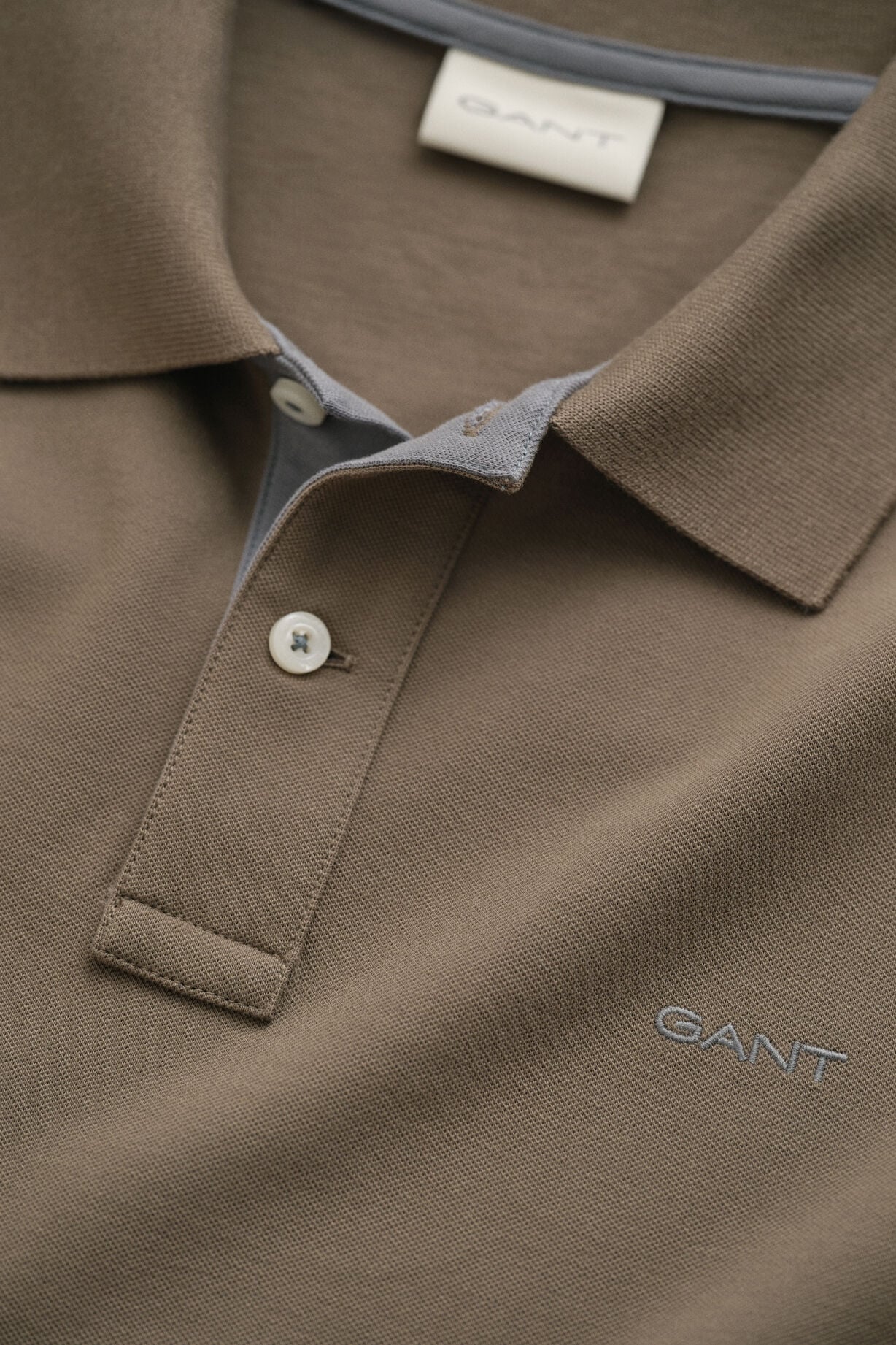 GANT Contrast Pique Polo Shirt-Faded Taupe