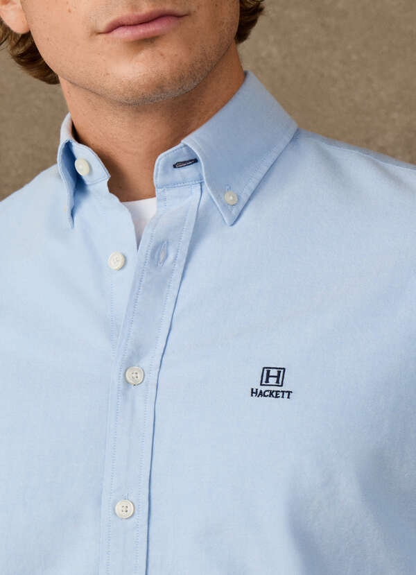Hackett Heritage Classic Fit Solid Oxford Shirt-Blue