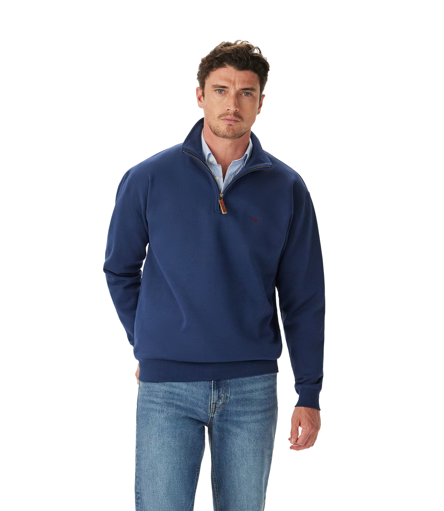 RM Williams 1/4 Zip Mulyungarie Fleece Sweatshirt-Vintage Blue