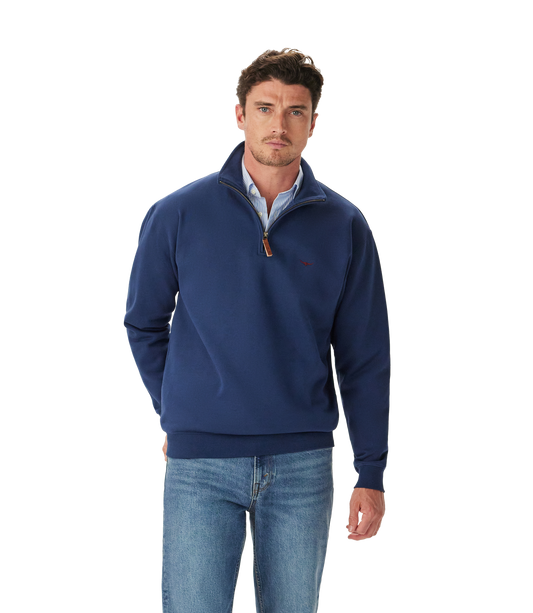 RM Williams 1/4 Zip Mulyungarie Fleece Sweatshirt-Vintage Blue