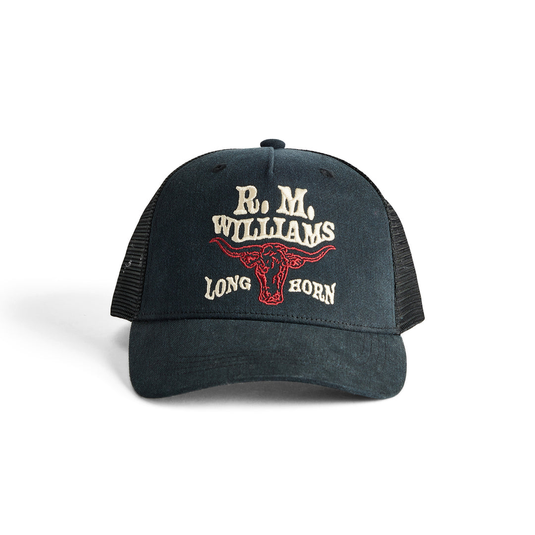 RM Williams RMW Longhorn Trucker Cap-Black Wash