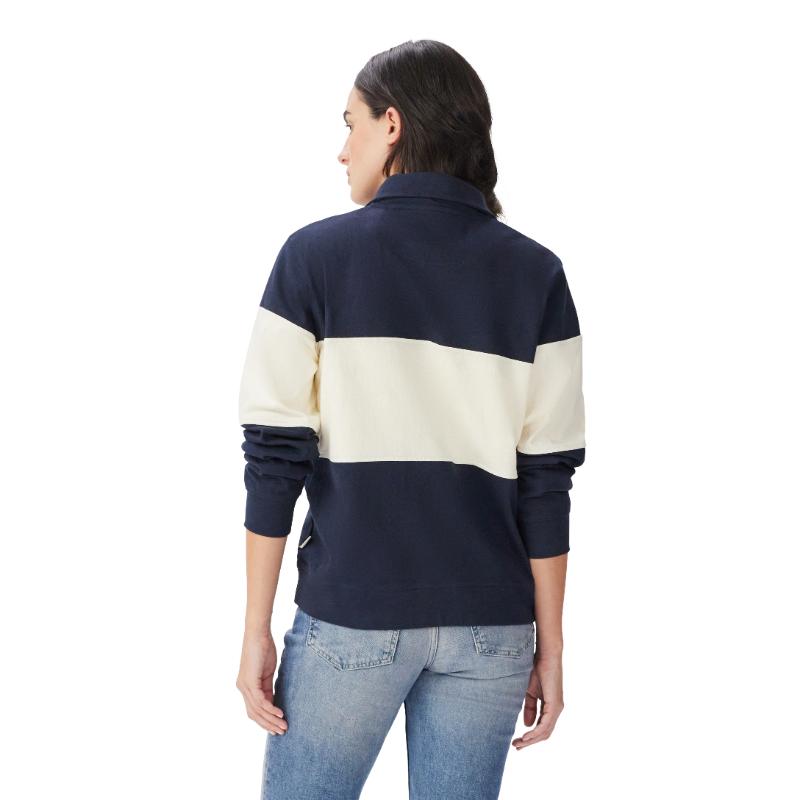 RM Williams Trickett Panel Womens 1/4 Zip Sweatshirt-Navy/ Ivory