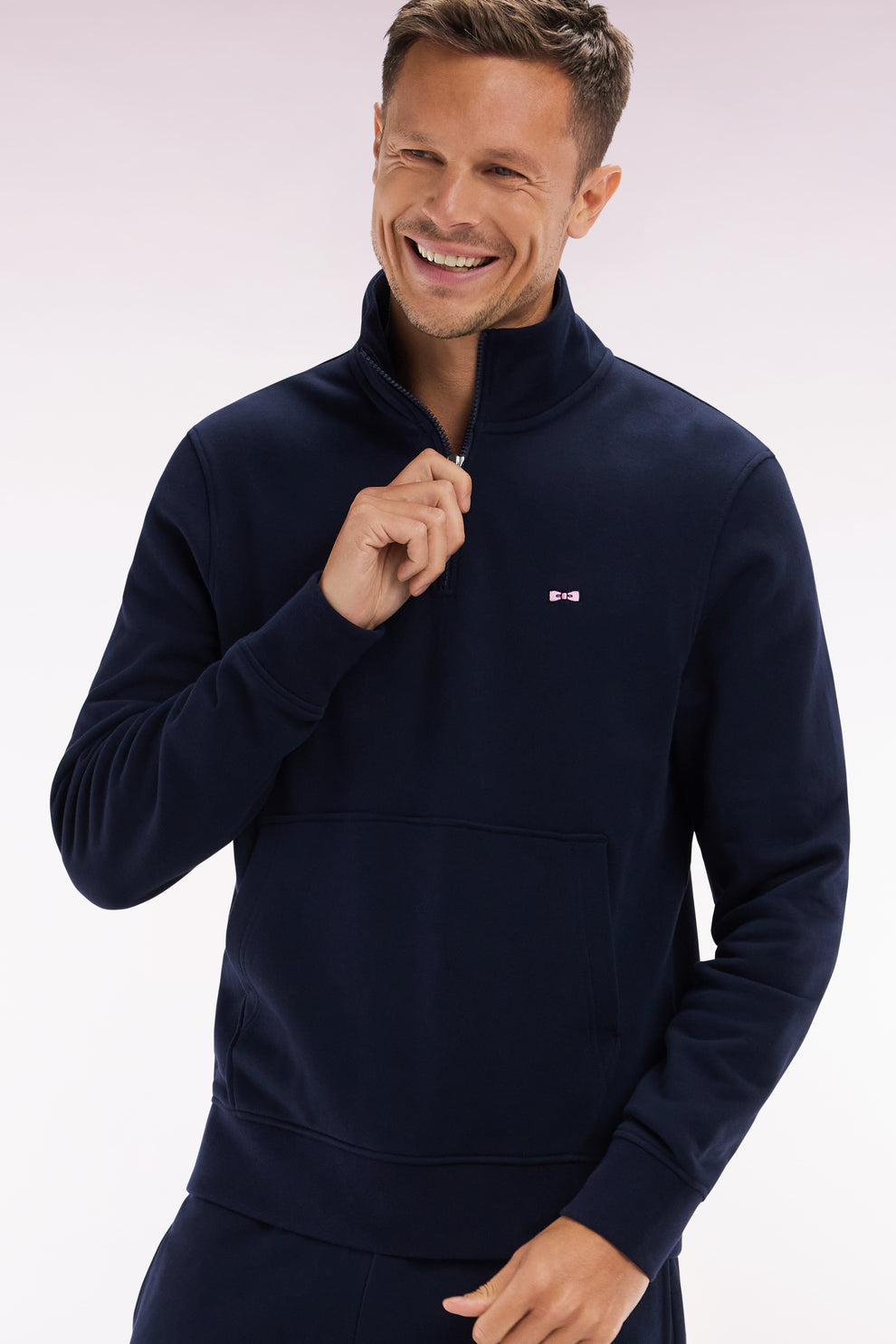 Eden Park Straight Fit Navy cotton 1/4 Zip Sweatshirt