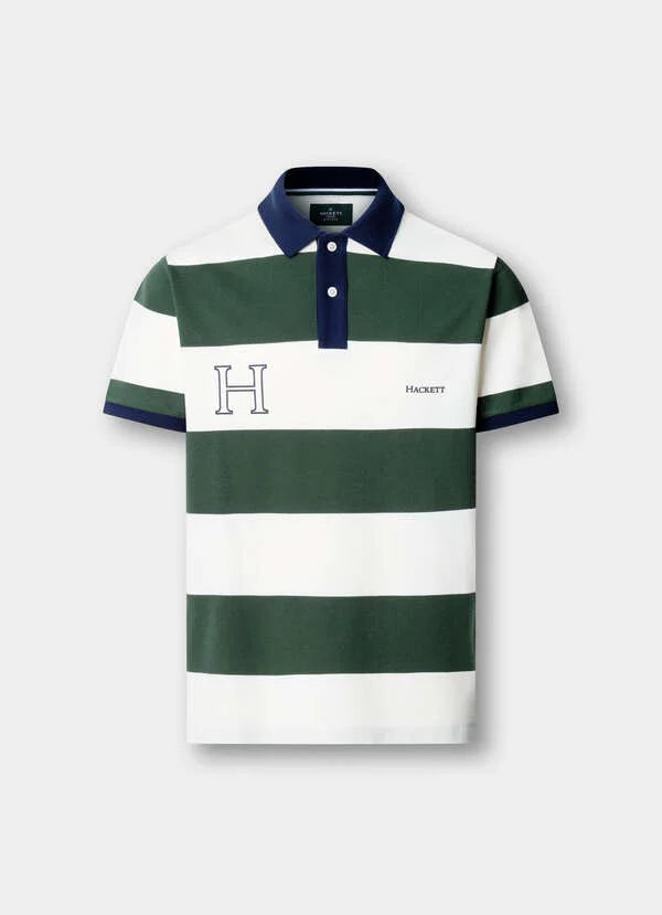 Hackett Heritage Classic Fit Striped Polo Shirt-Rugby Green