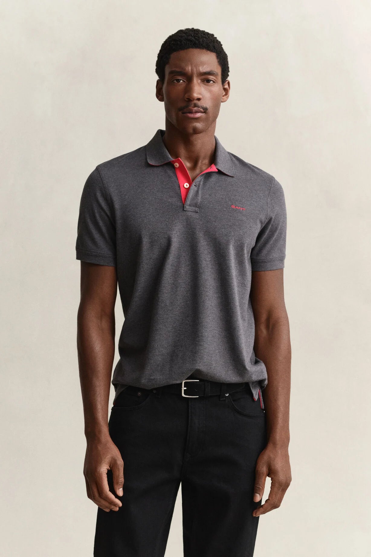 GANT Contrast Pique Polo Shirt-Antracite Melange