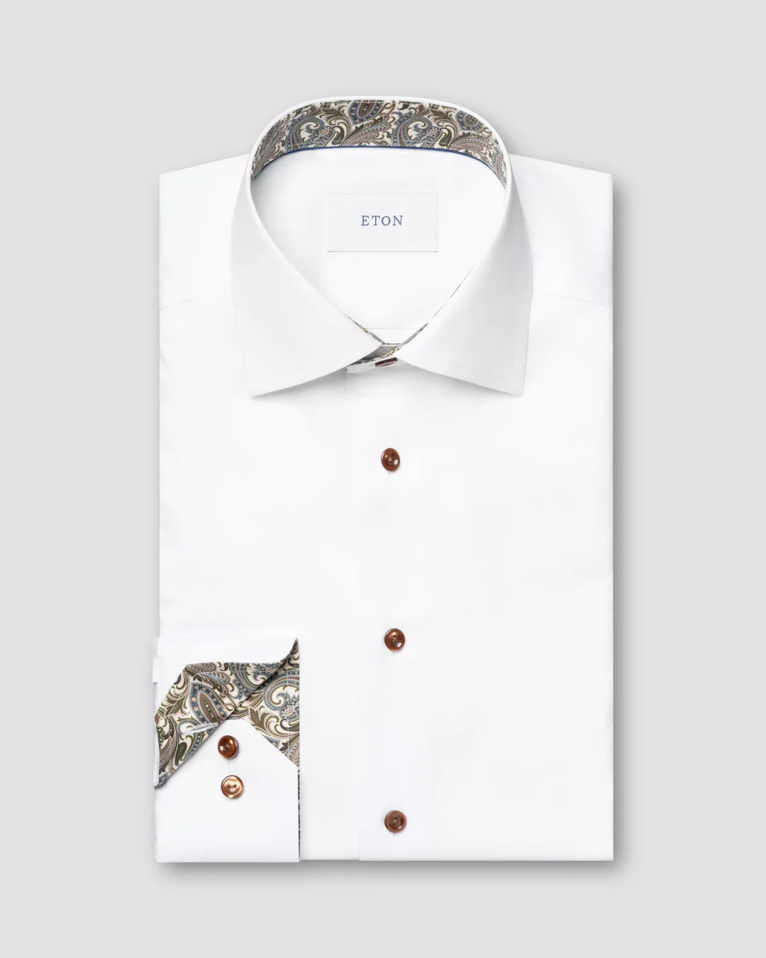 Eton Paisley Effect Signature Twill Contemporary Fit Shirt-White
