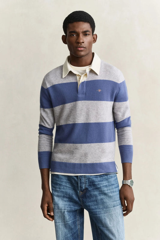 GANT Barstriped Lambswool Rugger-Grey Melange