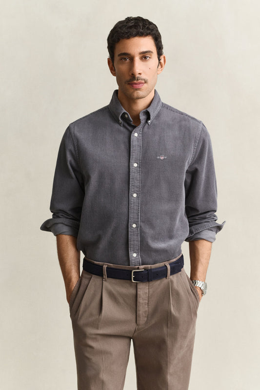 GANT Reg Fit Corduroy Shirt-Mid Grey