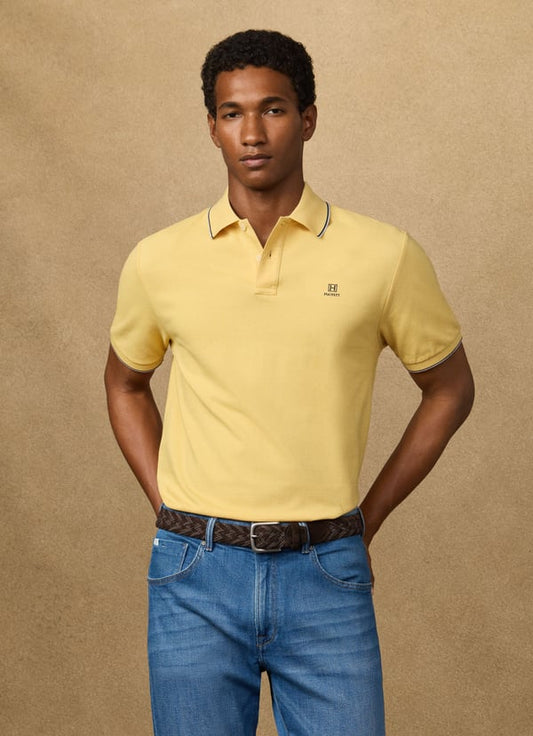 Hackett Heritage Classic Fit Tipped Polo - Golden Yellow