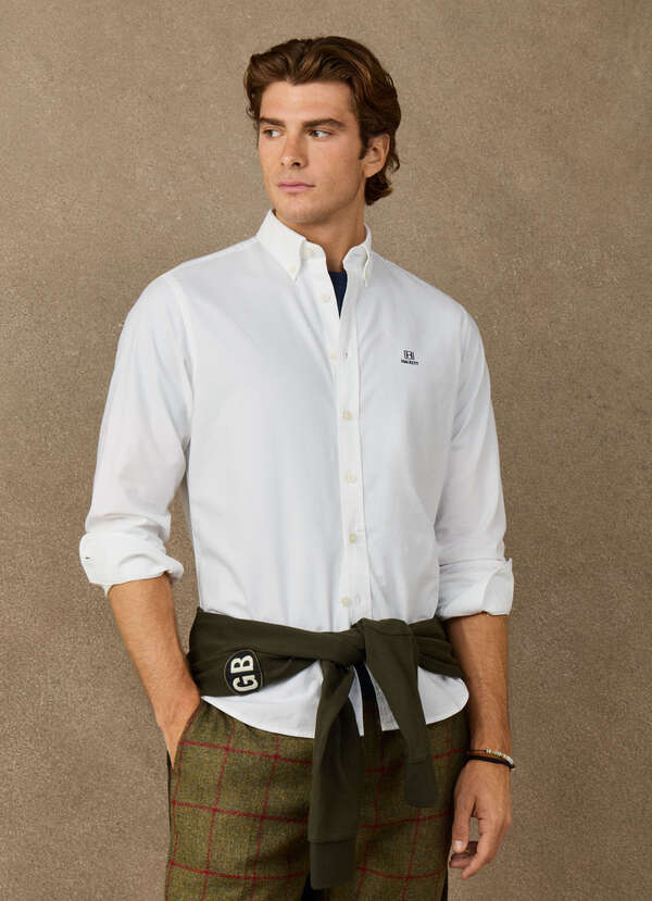 Hackett Heritage Classic Fit Solid Oxford Shirt-White