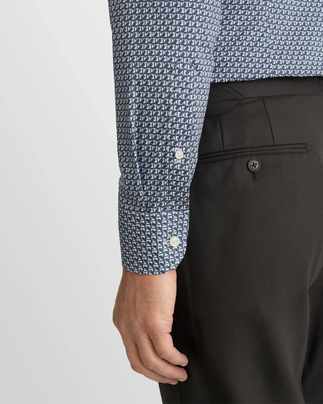 Eton Geometric Signature Twill Contemporary Fit Shirt-Blue