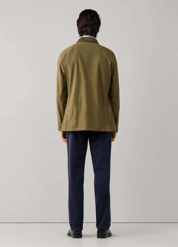 Hackett London Cotton Blend Field Jacket-Olive Green