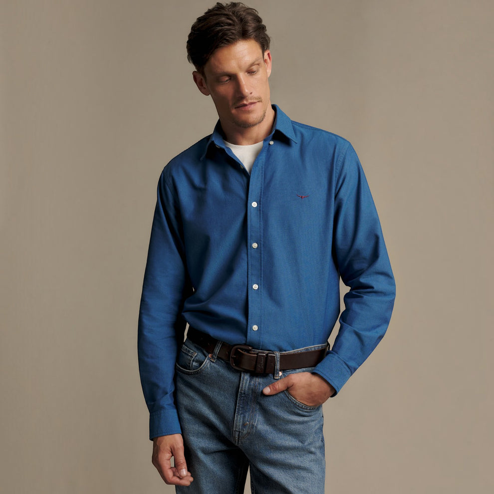 RM Williams Clapton Oxford Shirt-Blue