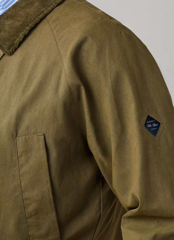 Hackett London Cotton Blend Field Jacket-Olive Green