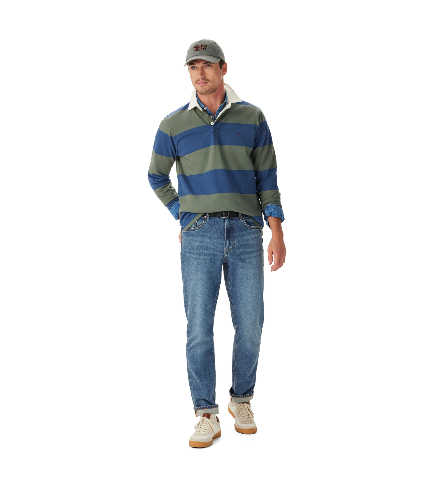 RM Williams Jones Stripe Rugby Shirt-Ensign Blue