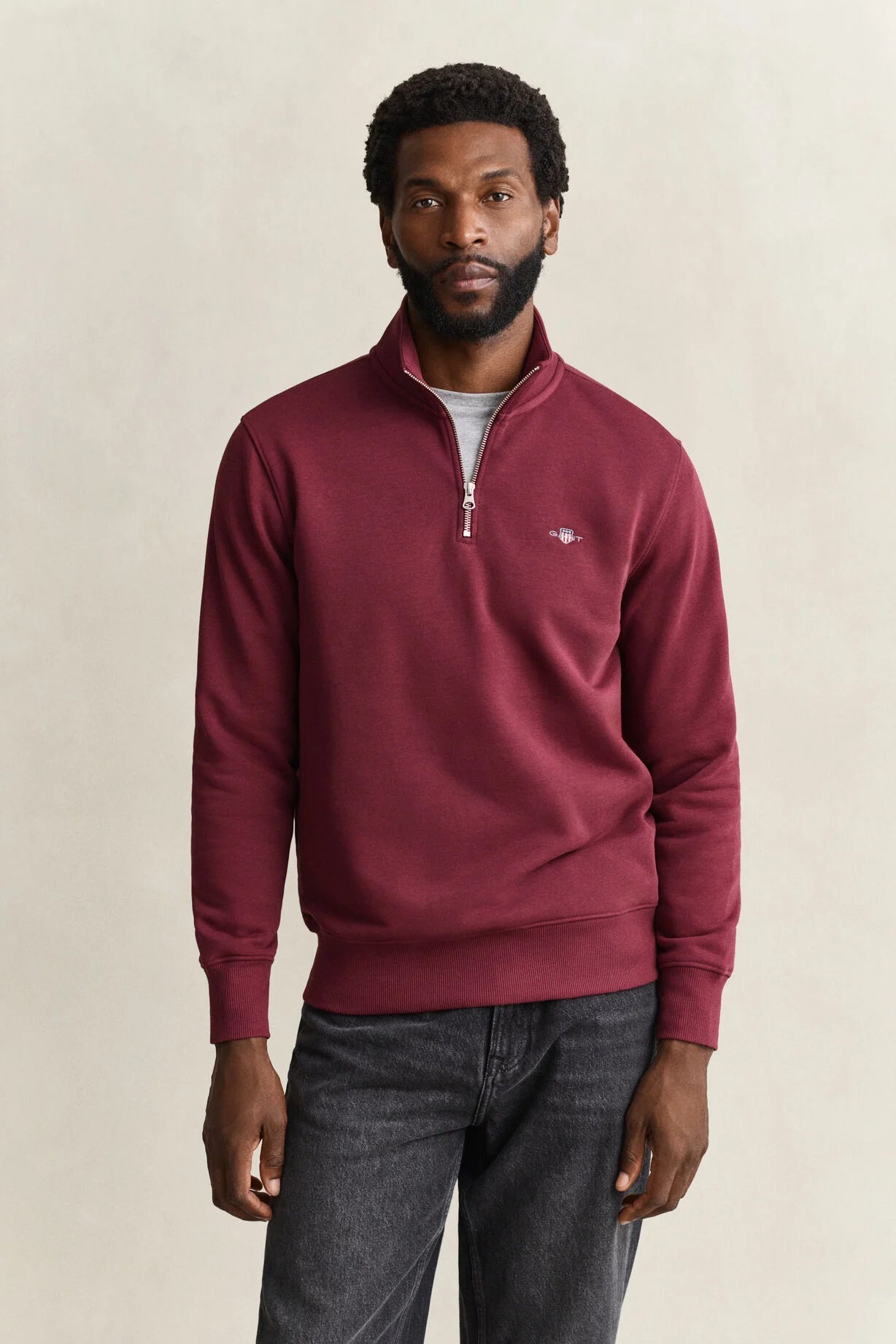 GANT Shield Half-Zip Sweatshirt-Deep Grape Wine