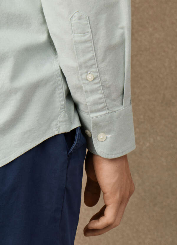 Hackett Heritage Classic Fit Solid Oxford Shirt-Green