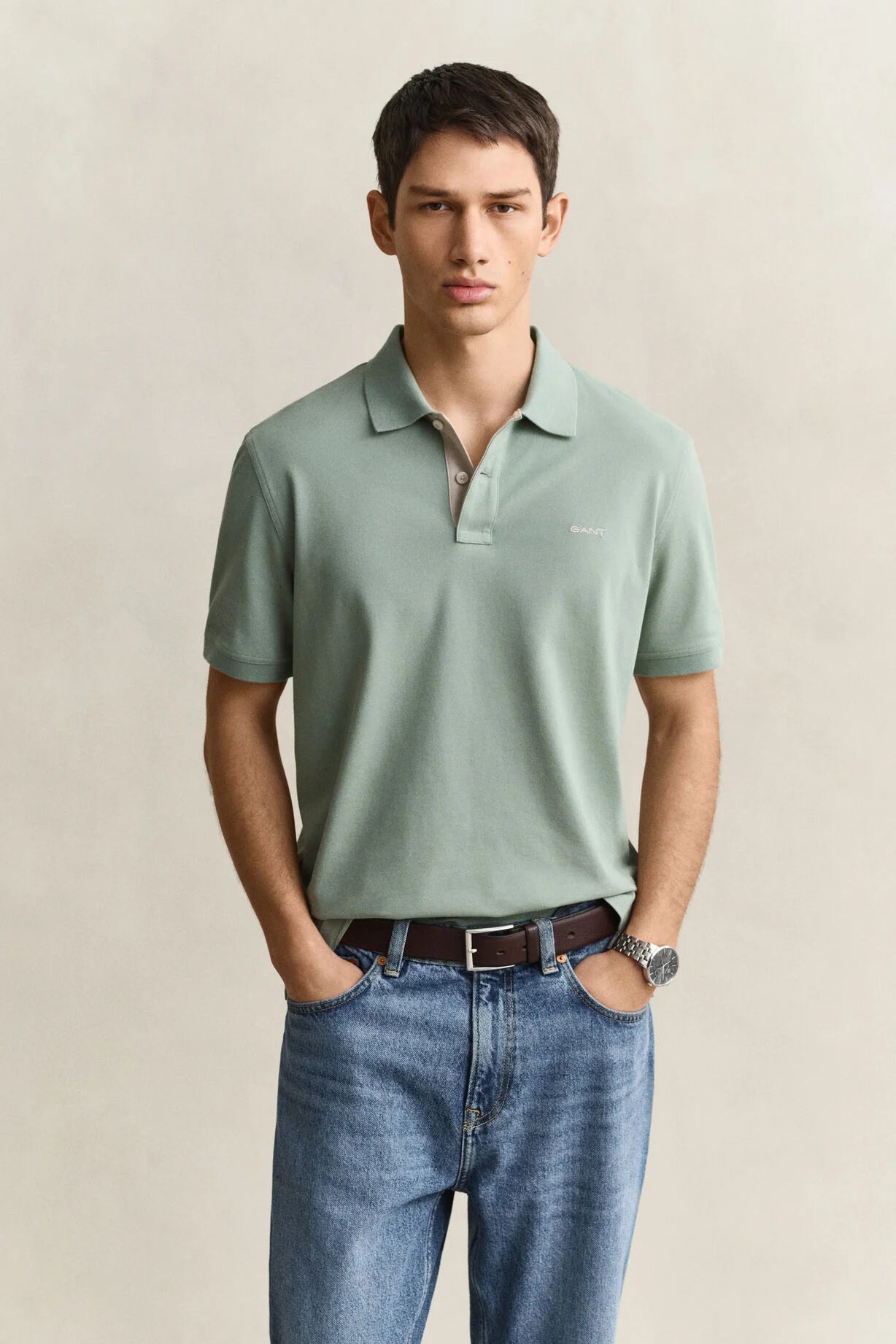 GANT Contrast Pique Polo Shirt-Surplus Mint