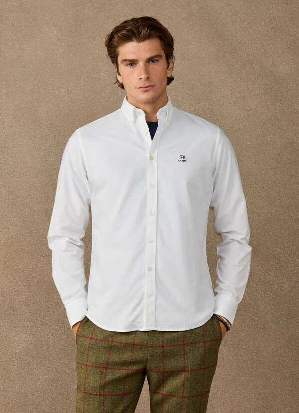 Hackett Heritage Classic Fit Solid Oxford Shirt-White