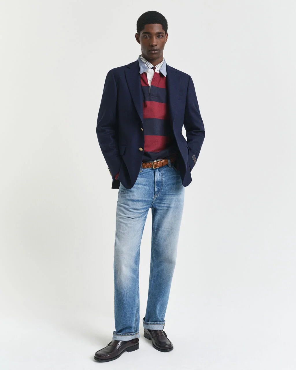 GANT Chambray Collar Striped  Heavy Rugger