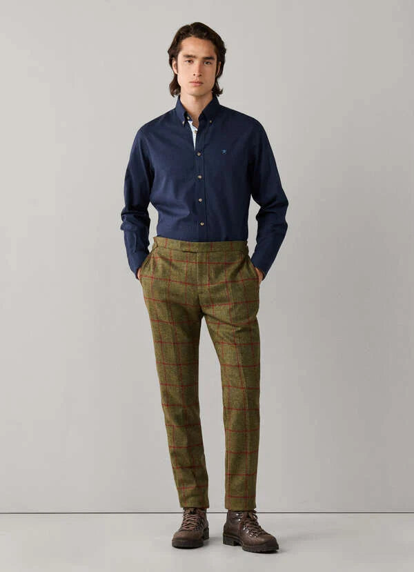 Hackett London Tailored Fit Multi Trim Flannel Shirt-Old Navy