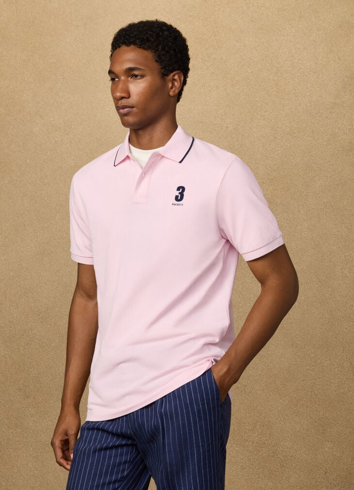 Hackett Heritage Classic Fit Number Polo - Light Pink