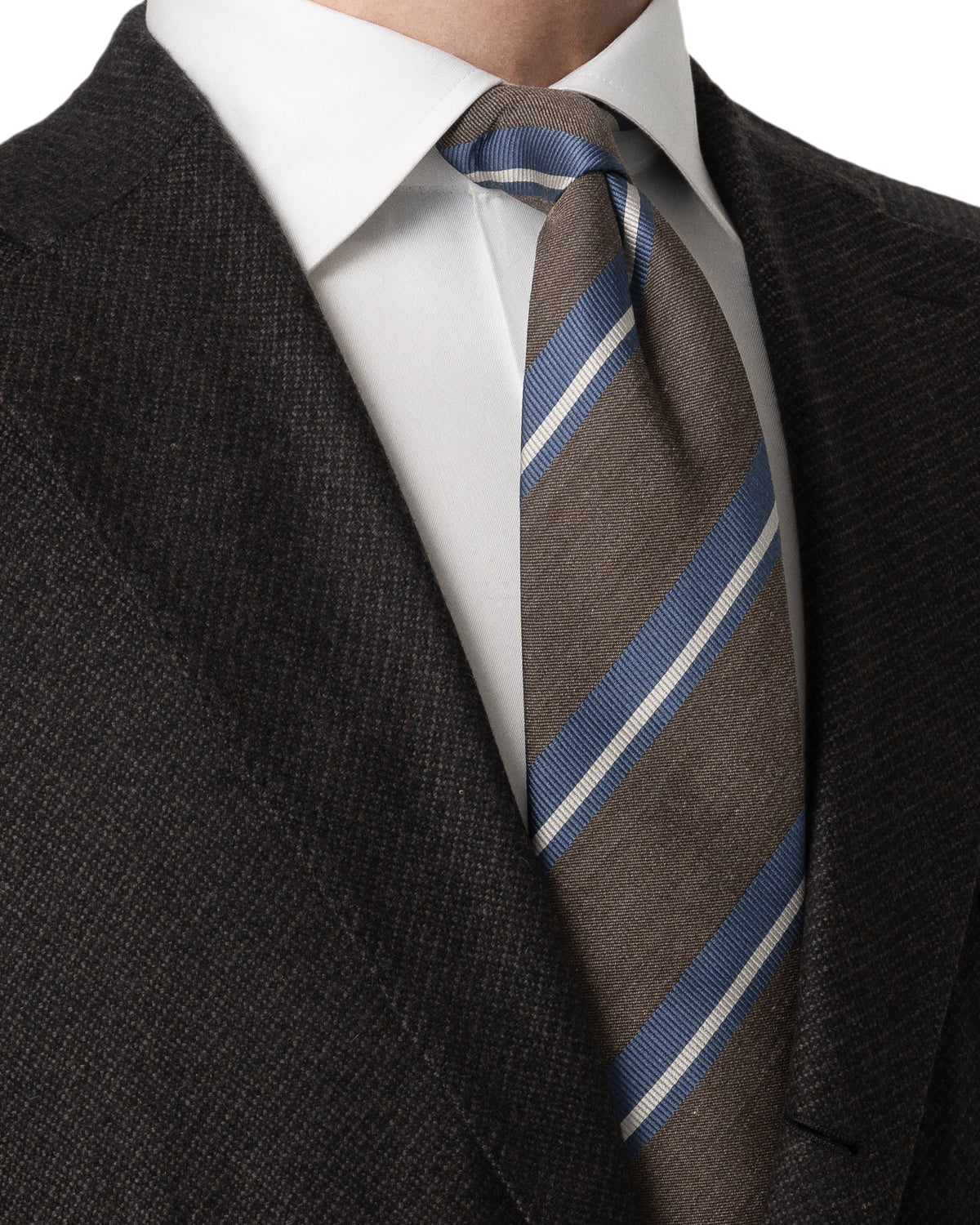 Eton Woven Shantung Silk Tie-Brown