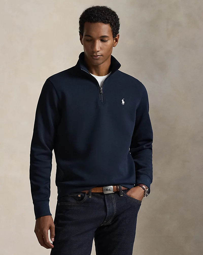 Polo Ralph Lauren Double-Knit Quarter Zip Pullover-Aviator Navy