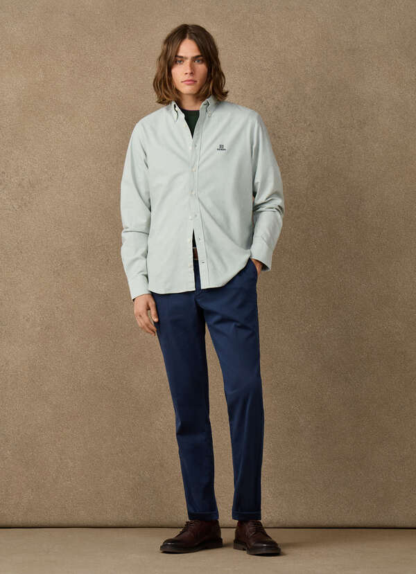 Hackett Heritage Classic Fit Solid Oxford Shirt-Green