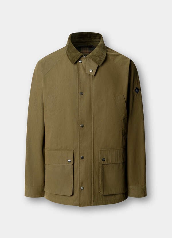 Hackett London Cotton Blend Field Jacket-Olive Green