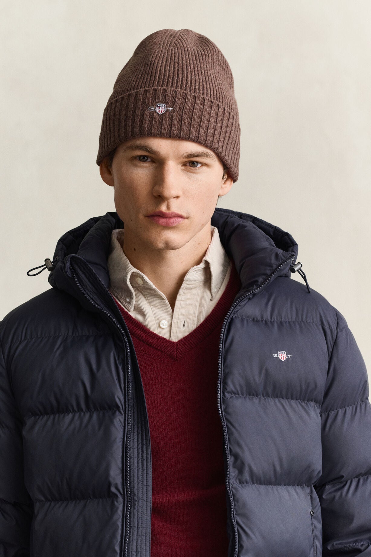 GANT Shield Wool Lined Beanie-Shadow Brown
