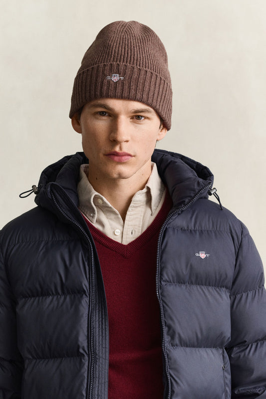 GANT Shield Wool Lined Beanie-Shadow Brown