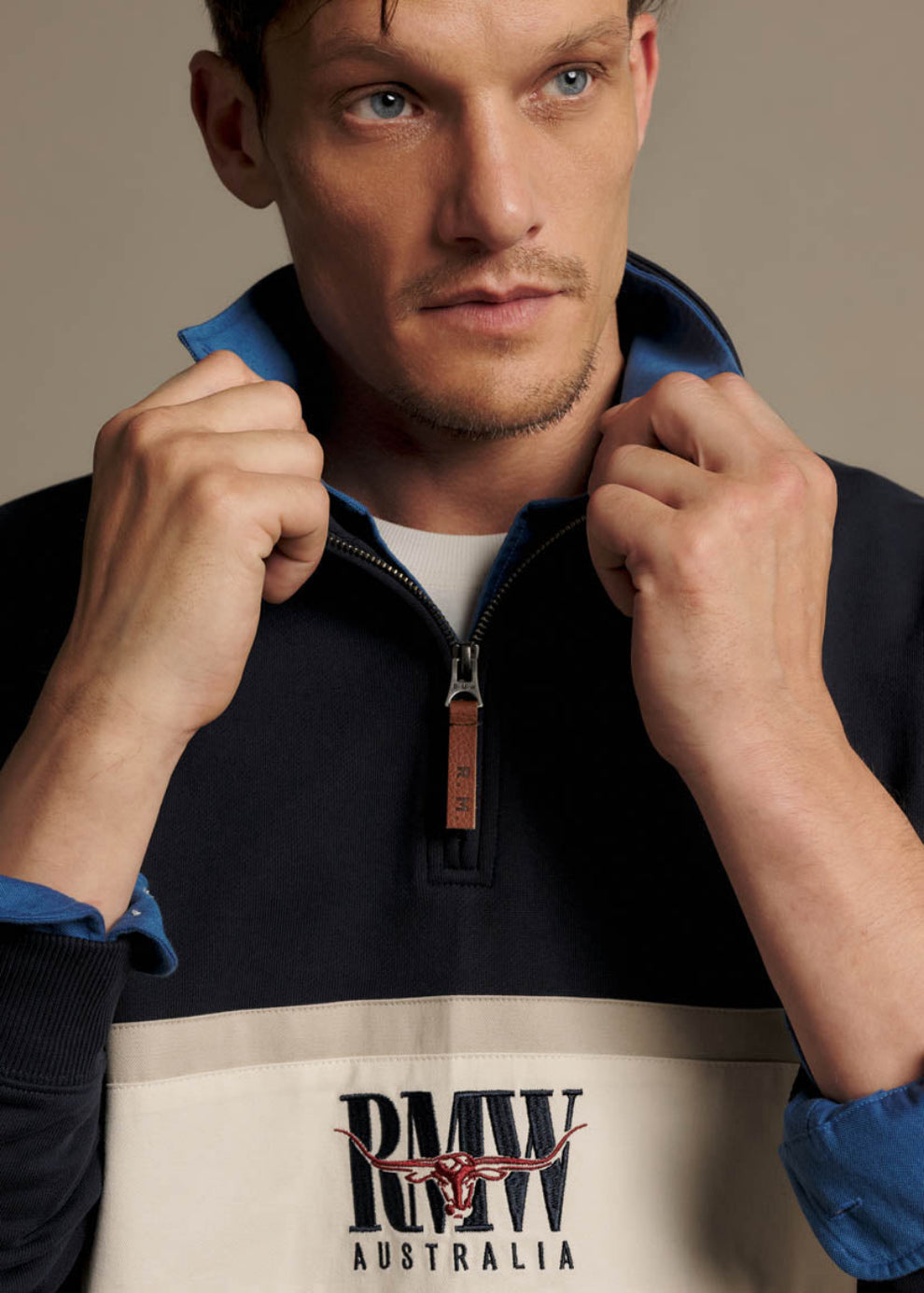 RM Williams Classic RMW 1/4 Zip Sweatshirt-Navy